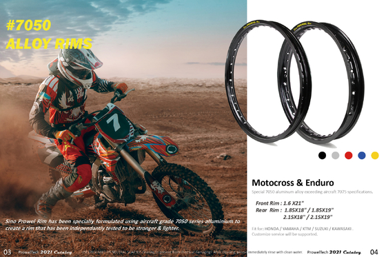 1.60-21 1.85-18/19 2.15-18/19 Motocross-Radräder aus Legierung mit schwarzer 7050 T6 Legierung